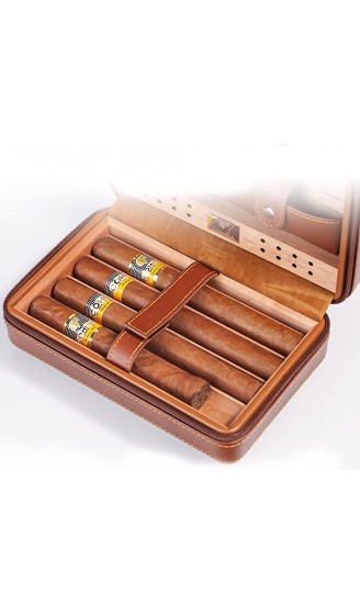 borfieon Zigarren-Humidor Humidor-Reiseetui Zigarren-Humidor für Ca. 4 Zigarren Damen-Zigarrenetuihalter mit Zedernholz Ausgekleidete und Herausnehmbare Trennwand Aus Zedernholz - B09X5B82NZE
