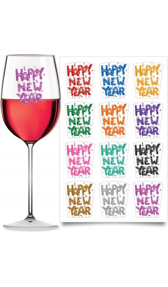 Weinglas-Aufkleber für Neujahr 12 Stück - B09JT464G7T