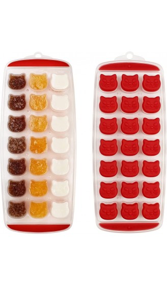 Eiswürfelform Süßigkeiten Schokolade Katzen-Eisform einfaches Herauslösen BPA-frei 2 Stück spülmaschinenfest Rot - B084PDGK8MP