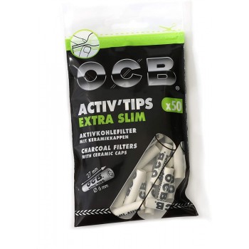 OCB ActivTips Extra Slim 6 mm-Aktivkohlefilter mit Keramikkappen-1 Beutel a 50 Stück Weiß S - B07TS8V9NGX