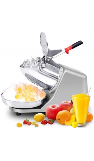 GYMAX Elektrische Eiszerkleinerer 1450r m Crushed Ice Machine Snow Cone Maker 65kg h Stainless Steel Ice Shaver for Home and Commercial - B0932DDHKZL