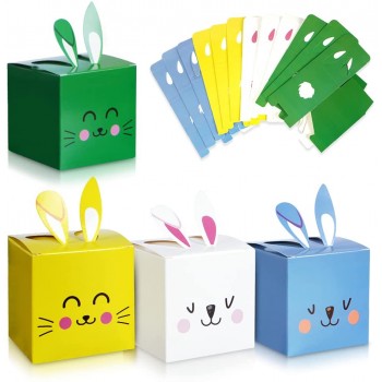 WangCang 12 Stück Osterhasen Kisten 7.5 * 7.5 * 7.5cm Geschenkboxen im Osterhasen Geschenkboxen zu Ostern für Kinder Partyboxen zum Verschenken… Gelb Blau Grün Weiß 12 - B09N3S4FV5J
