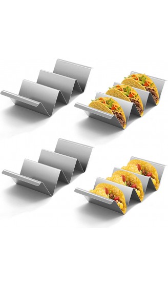 Taco Halter Edelstahl Taco Ständer mit Griffen Wellenform Metall Taco Rack Taco Tabletts Küche Gadget für Halten Tacos Sandwiches Brot Hot Dogs und Pfannkuchen 4 Stück - B09PGCB2B1B