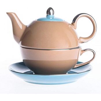 Artvigor Tea for One 3-teilig Kaffee Tee Set Beinhaltet Kanne 400 ml Tasse 250 ml Untertasse Geschenkverpackung - B075HF2YHV6