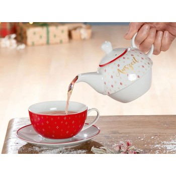 Gilde Handwerk Tea for one Auszeit Fassungsvermögen 400 ml Kanne Tasse 300 ml - B09LQS7BN6R