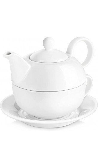 MALACASA Serie Sweet.Time Porzellan Teeservice Teeset 4 teilig Set Teekanne mit Tasse und Untersetzer Teekannen & Kaffekannen - B01LXKRFT59
