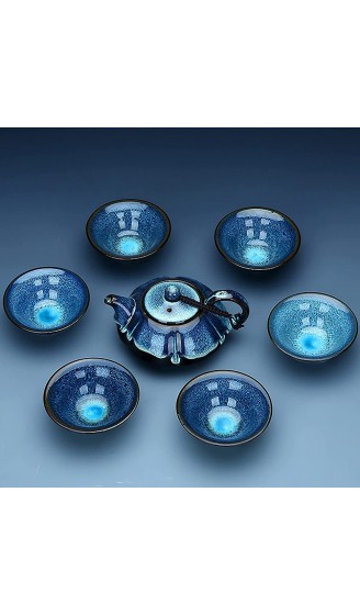 YWYU 7 Pice Set Chinese Tee Pot Cup Set mit Infuser Reisen Keramik Kungfu Set Porzellan-Teekanne tragbar in einem Geschenktüte für Außen Geschäft Hotel - B098NGK3L7W