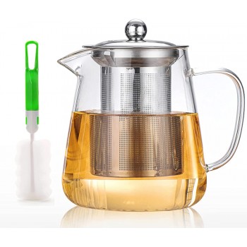 Teekanne Glas 750ml BOWD mit hitzebeständigem Edelstahl perfekt für Tee und Kaffee mikrowellengeeignet und für Herdplatten Teesieb mit Kapazität 750 ML - B08SBX1HRHB