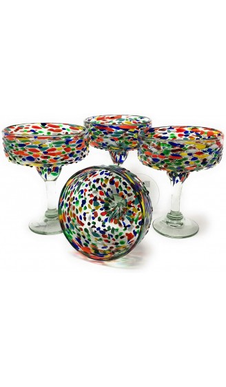 Mexikanisches mundgeblasenes Glas 4er Set mundgeblasene Margarita-Gläser Confetti Rock 16oz ... - B087SFYK4GK