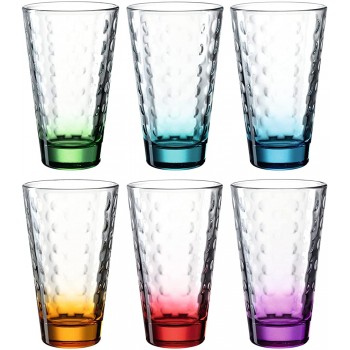 Leonardo Optic Trink-Gläser 6 er Set spülmaschinenfeste Longdrink-Gläser bunte Trink-Becher aus Glas farbiges Getränke-Set 6 Stück 300 ml 025923 - B097MYMGPDF