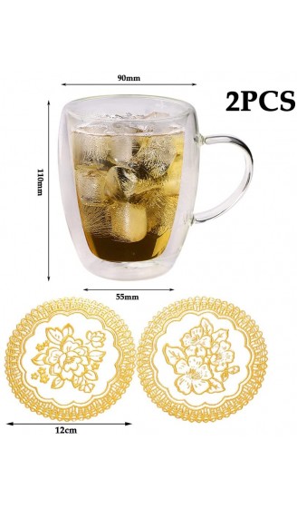 2er Doppelwandiges Teeglas Kaffeetassen mit Henkel und Untersetzer Set aus Gläser doppelwandigen Thermogläser hitzebeständiges Trinkgläser aus Glas für Tee oder Kaffee Hoher Borosilikat Becher 350ml - B08YYHB9878
