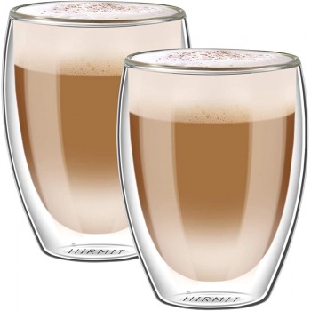 hirmit Doppelwandige Gläser Set 2 Pcs Latte Macchiato Gläser für Espresso Cappuccino hitzebeständiges Teeglas - B09JK38W37W