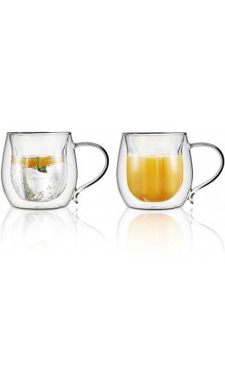 VEVOUK Doppelwandige Isolierte Glas-Kaffeetassen mit Henkel 230ml 2er Set Thermo-gläser Borosilikatglas Hitzebeständig für Heiß- und Kaltgetränke - B0887XP1RNJ