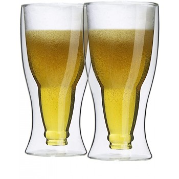 2er Set doppelwandige Thermo-Biergläser 2 Gläser! aus Borosilikatglas 350ml Füllmenge - B08XKF2Y1SB