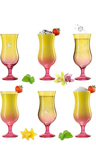 PLATINUX Cocktailgläser Gelb-Rosa Set 6 Stück Bunt 400ml max. 470ml Longdrinkgläser Partygläser Milkshake Glas Groß - B09BD76TXPO