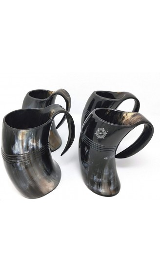 Bhartiya Handicrafts Drinking Horn Mug Tankard | Viking Mug Beer Tankard | Drinking Horn Mug Authentic Viking Drinking Mug Large 4 pk 16 oz Natural Horn - B07V4HPJTYW