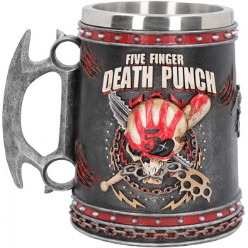 Nemesis Now Five Finger Death Punch Bierkrug 15 cm Kunstharz mit Edelstahl-Einsatz Schwarz - B07PDRQL4WV