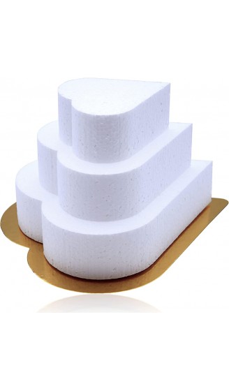 LEDU® Styropor Torte Herz | 3 Etagen | Höhe 15 cm | Goldener Tortenboden | Ø 20 15 10 cm | Tortendummy | Geschenktorte | Tortenrohling - B09R84V7XVO