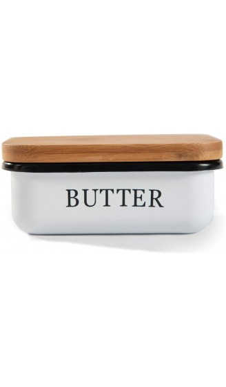 SYLANDO Butterdose Butterglocke für 250 g Butter Butter Dish aus Edelstahl Butterschale mit Edlem & Nachhaltigem Bambusdeckel Weiß - B08QRT9Q2TQ