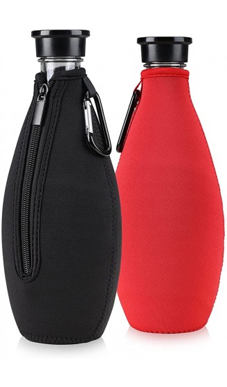 kwmobile 2x Schutzhülle kompatibel mit SodaStream Glasflasche Neopren Hülle Flaschen Kühler für Wasser Karaffe in Schwarz Rot - B09BN915BKV