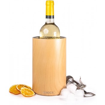 Pinocs Premium-Weinkühler in edler Holzoptik. Doppelwandiger Edelstahl-Flaschenkühler. Ideal für Wein Sekt Rosé & Champagner - B09BZJGP945